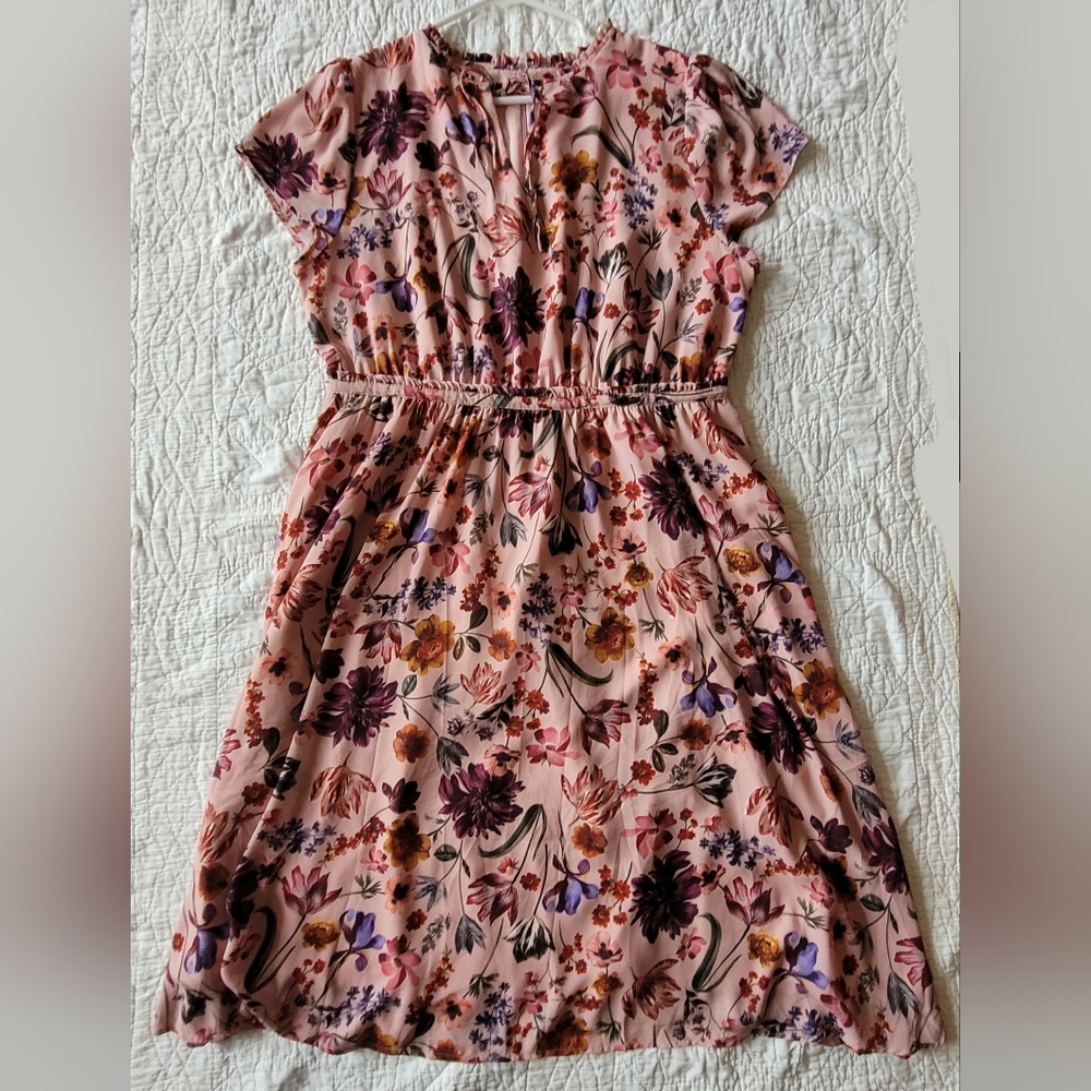 J. Crew Pink Floral Midi Dress